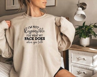 Bluza z napisem „Nie jestem odpowiedzialny”, bluza z napisem „Obraźliwa”, bluza z napisem „Ciemny humor”, prezent humorystyczny, bluza dla dorosłych, bluza z napisem „Sarkastyczne cytaty”