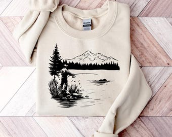 Moletom personalizado para pesca, moletom para entusiasta da pesca, pesca em água doce, presente para o pai, moletom para o Dia dos Pais, moletom para o avô