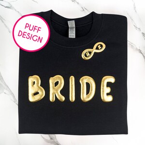 Sudadera de novia personalizada de hojaldre metálico, regalo personalizado de hojaldre para novia, novia en relieve para ser regalo, regalo de despedida de soltera de hojaldre, sudadera de señora