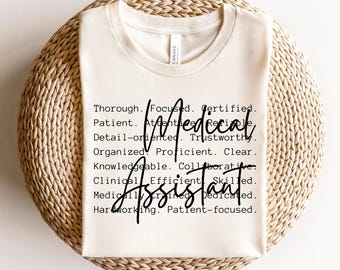 Arzthelferin Beschreibung T-Shirt, Zertifiziertes Shirt für Klinische Support Traits, Geschenk T-Shirt für Pflegekräfte, Minimalistisches Medizinisches Top