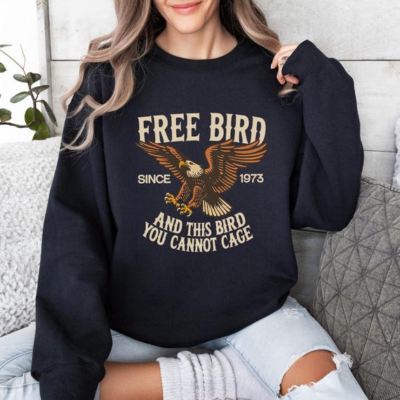 Sudadera Free Bird, cuello redondo con gráfico de águila retro de