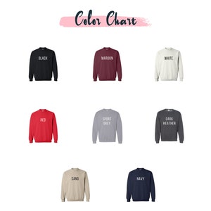 Puede incluir: Carta de colores que muestra diferentes colores de sudaderas, incluyendo negro, granate, blanco, rojo, gris deportivo, gris oscuro jaspeado, arena y azul marino.