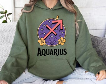 Aquarius Zodiac Hoodie - Constellation Aquarius Hoodie - Aquarius Horoscope Hoodie - Design Astrological Hoodie - Zodiac Aries Sign Hoodie