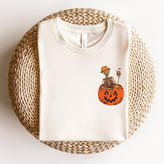 Pumpkin Shirt, Halloween Shirt, Skeleton Shirt, Spooky Shirt, Fall Season Shirt, Funny Halloween Shirt, Cute Skeleton Shirt
