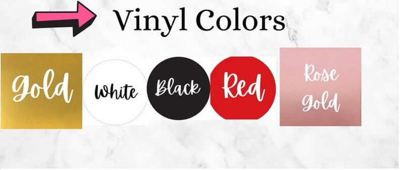May include: Vinyl colors available for purchase: gold, white, black, red, and rose gold.