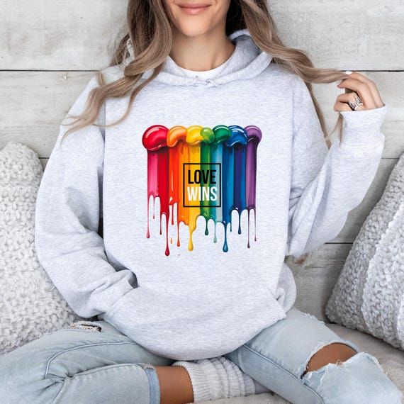 Felpa con cappuccio Love Wins Drip, Felpa con cappuccio LGBTQ