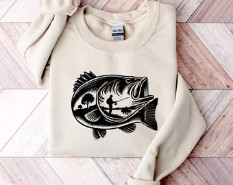 Moletom de pesca, Moletom para entusiastas da pesca, Pesca em água doce, Presente para o pai, Moletom para o Dia dos Pais, Moletom para o avô