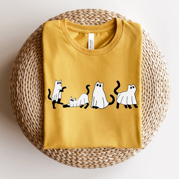Halloween Cat Shirt, Ghost Cat Shirt, Spooky Cat Shirt, Cat Lover Shirt, Gift for Cat Lover, Cat People Shirt, New Kitty Shirt