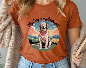 Camiseta "Mi perro es mi terapeuta", camiseta para amantes de los perros de apoyo emocional, camiseta de terapia para mascotas, lindo regalo de salud mental para mamás de perros