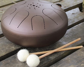 Light Biege Tongue DRUM mallets with soft balls of natural wool (felt mallet) - 2 pcs.