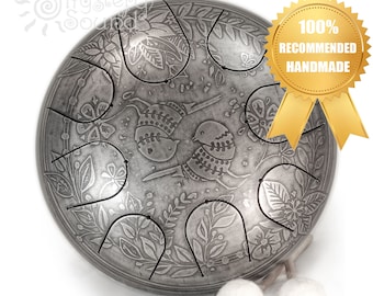 Steel Tongue DRUM | MonoColor 9"/23cm - Bird's Nest decor +FREE Bag!