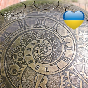 Time Machine Tongue DRUM (tank handpan steel tongue hank drum) Burned Color 11.5&quot;/30cm