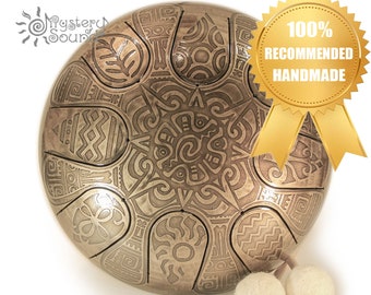 Call of the Ancestors Tongue DRUM (tank handpan steel tongue hank drum) Bronze Color 9"/23cm