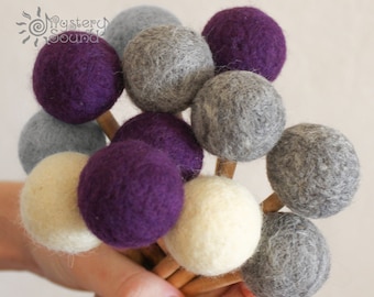 Tongue DRUM mallets with soft balls of natural wool (felt mallet)