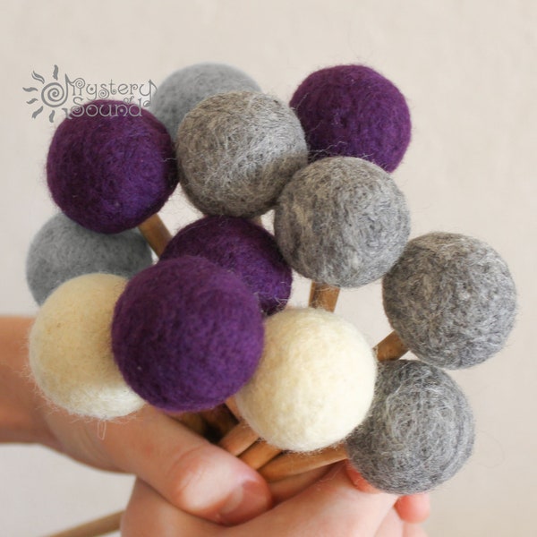 Tongue DRUM mallets with soft balls of natural wool (felt mallet)