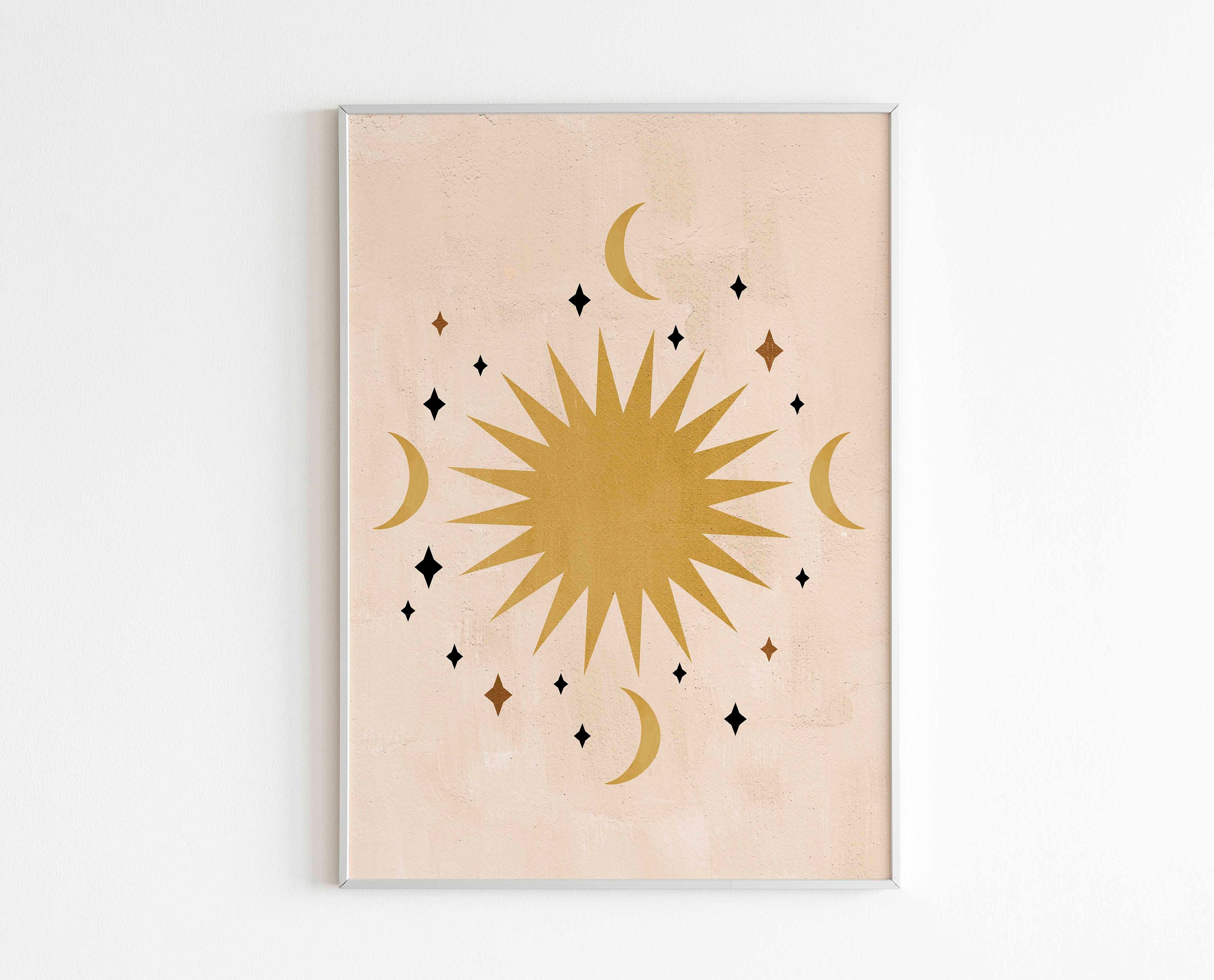 Sun & Moon Art Print Abstract Moon Wall Art Minimal Modern - Etsy