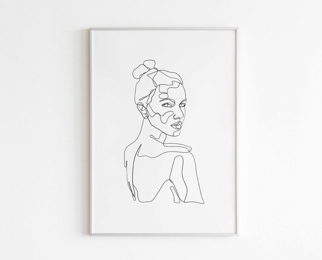 One Line Face Art Print Single Line Abstract Woman Art Continuous Line ...