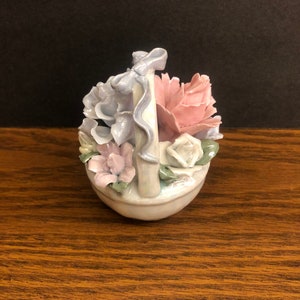 Miniature Basket of Flowers Vintage
