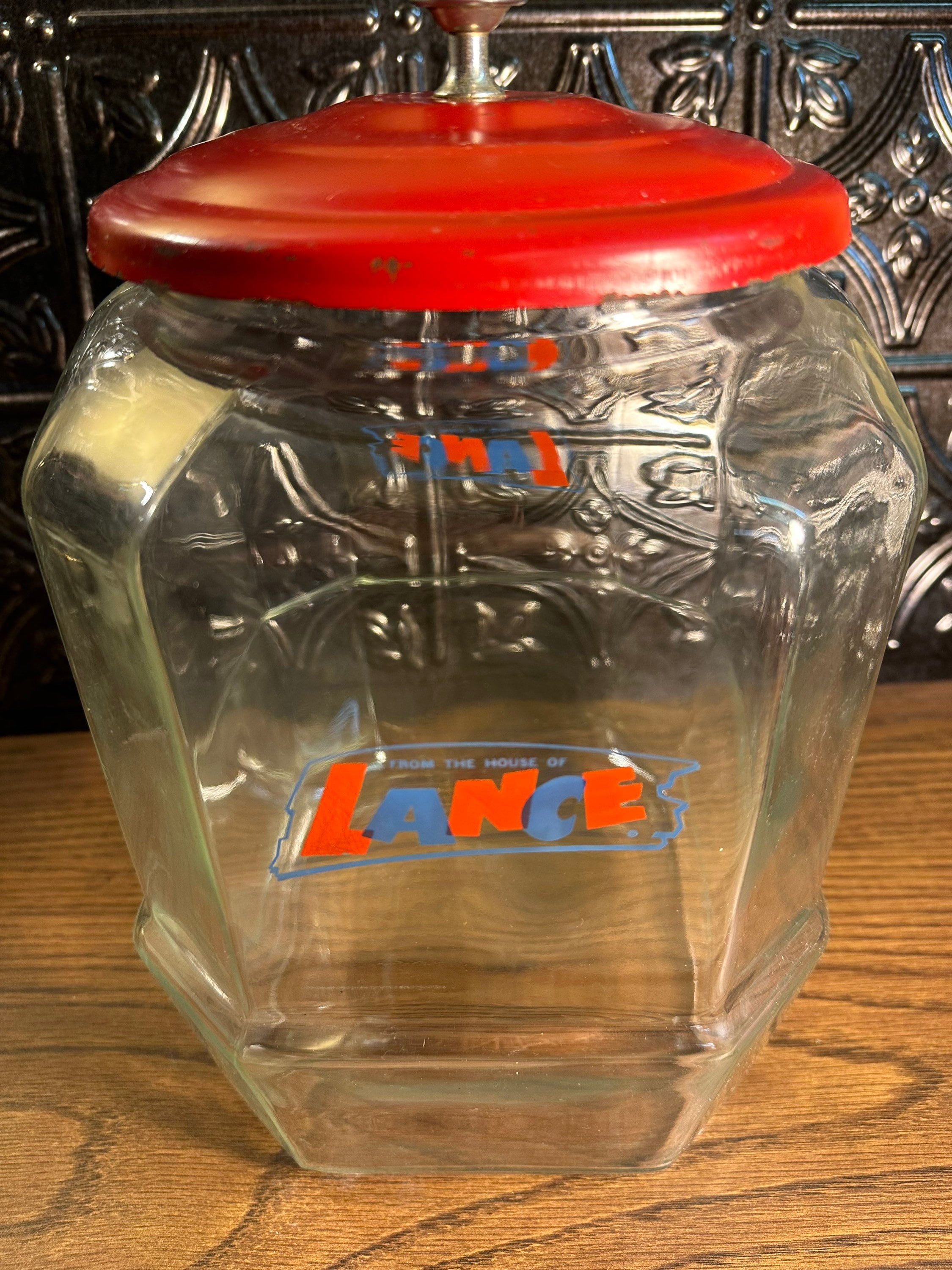 Vintage Lance Clear Glass Snack Jar With Clear Glass Lid 