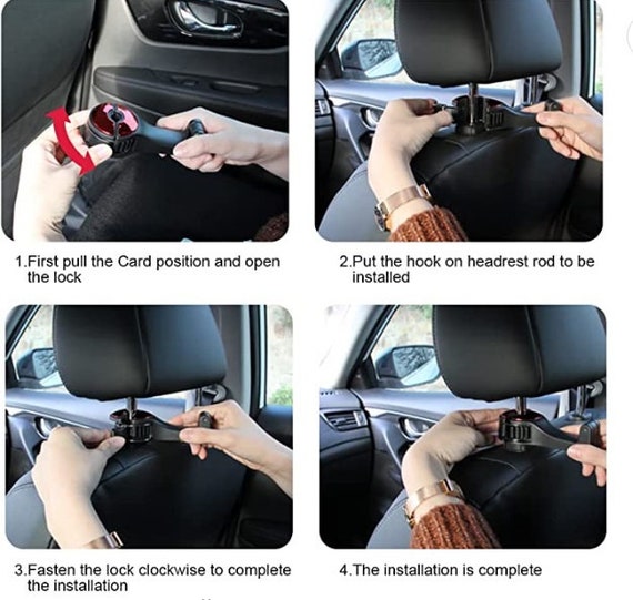 2 Pieces 2 in 1 Car Headrest Hidden Hook Car Back Seat Hooks With Phone  Holder Universal Head Rest Hooks Car 360 Rotation Headrest Bracket 