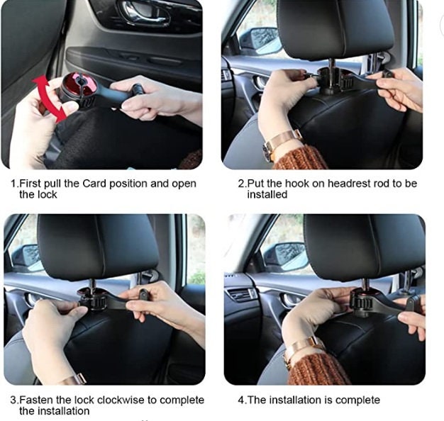 2 Pieces 2 in 1 Car Headrest Hidden Hook Car Back Seat Hooks With