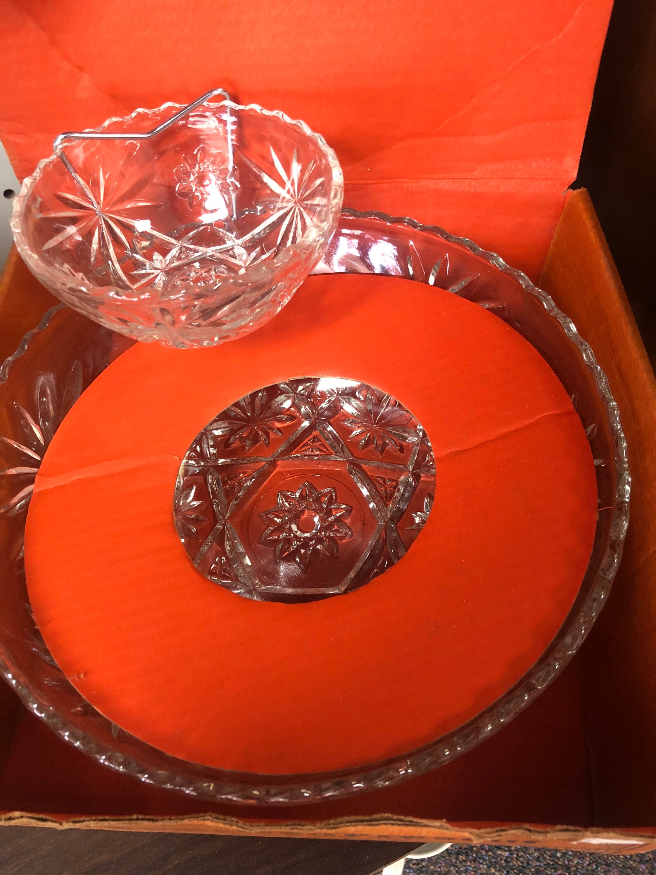 Clear Glass 3 Piece Chip And Dip Set Early American Prescut Etsy