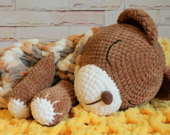 Download Large Stuffed Animal Cow Toy And Chunky Crochet Blanket Bull Baby Lovey Toy With Plush Baby Comforter Toys For A 1 Year Old Boy Toys Toys Games