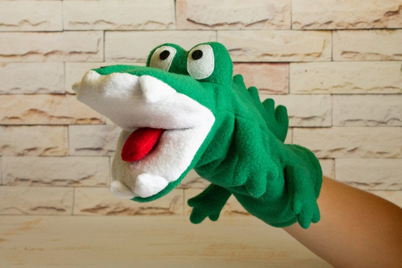 Crocodile Hand Puppet for Children Social Skills Movable Mouth Etsy
