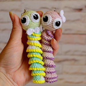 Crochet cute worry worm Anxiety toy worm Stress toy Worry pet ADHD help Kids stress relief Adult stress relief Amigurumi worry worm