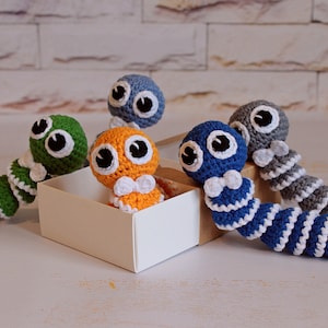 Amigurumi worry worm Adhd help Stress toy Anxiety toy worm Crochet worry pet Anxiety gift for kid Kids stress relief