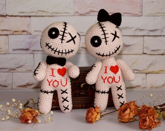 Valentine's day voodoo doll Crochet creepy doll Thinking of you gift Horror valentine Zombie doll Scary doll Cute voodoo doll