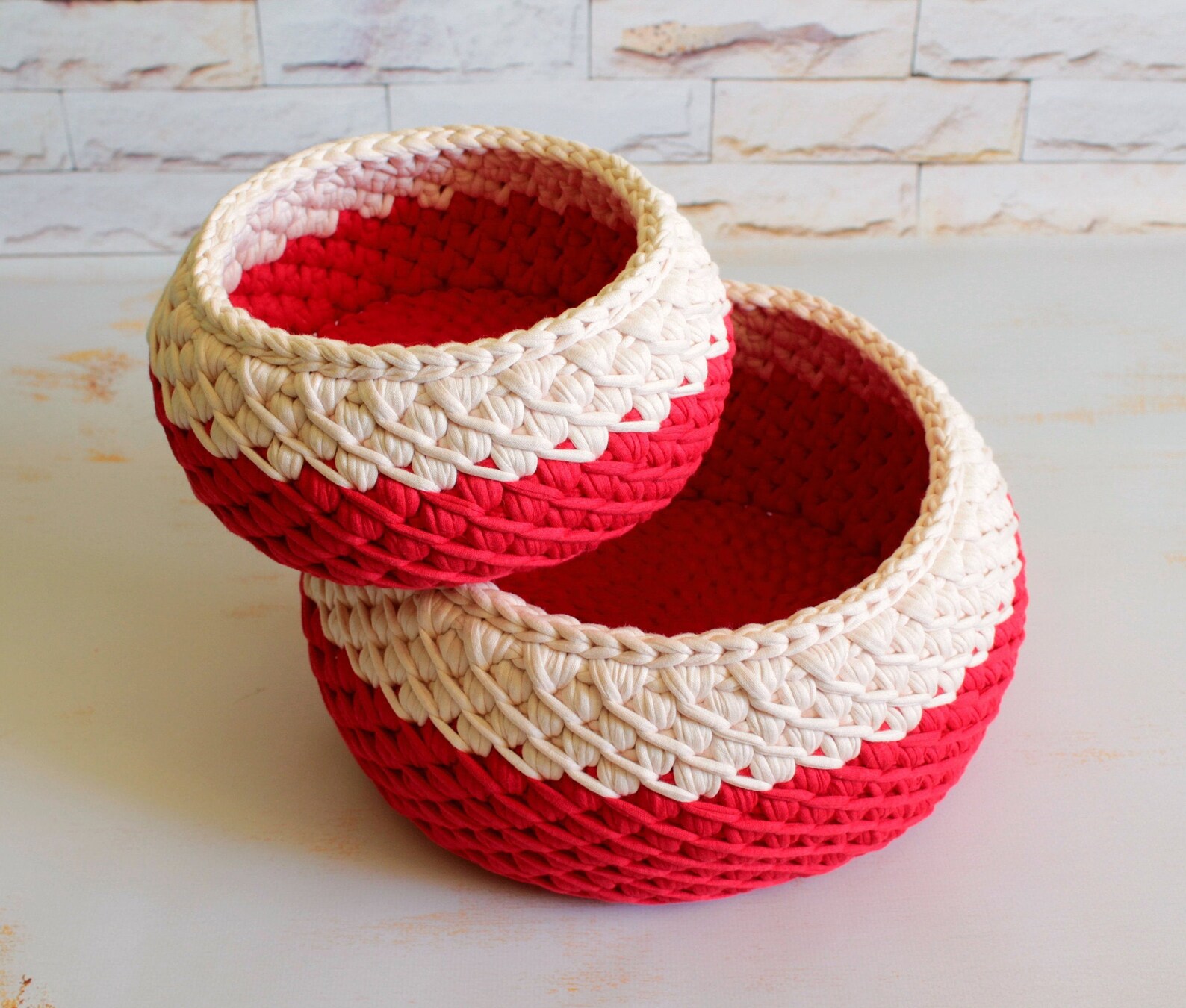 Crochet baskets Tshirt yarn basket Cotton rope basket Crochet Etsy