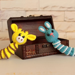 Crochet worry pet Worry worm ADHD help Stress relief toy Anxiety toy worm: cat, frog, giraffe, rabbit, axolotl, elephant Anxiety relief toy image 2