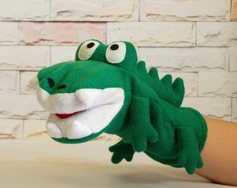 Crocodile hand puppet for children Social skills movable mouth Alligator hand puppet theater Animal puppet