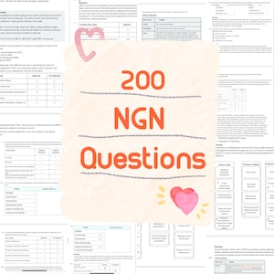 May include: A pink and orange graphic with the text "200 NGN Questions" in white. The graphic is surrounded by hearts and stars.