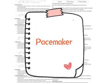 Pacemaker nursing note, Nursing medsurg, Nursing study guide, Study sheets, Nursing clinicals, Nursing cheat sheet, Fundamentals nursing
