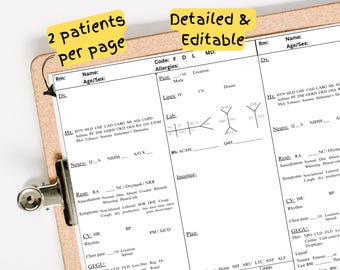 Editable 2 Patient Per-Sheet, To-do listing, Nurse Report Sheet, Head to Toe, Medsurg Report Sheet, Handoff for Nursing Students, New Grads