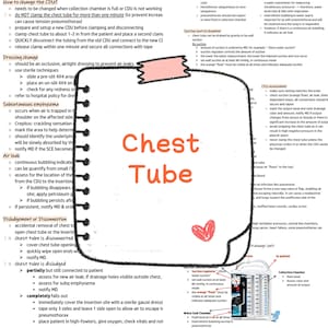 May include: A diagram illustrating how to change a chest tube drainage unit. The diagram shows a chest tube connected to a drainage unit with a collection chamber. The diagram includes text explaining the steps involved in changing the chest tube, including how to disconnect the old tube, connect the new tube, and secure the connections with tape. The diagram also includes information about how to assess for air leaks and dislodgement of the chest tube.