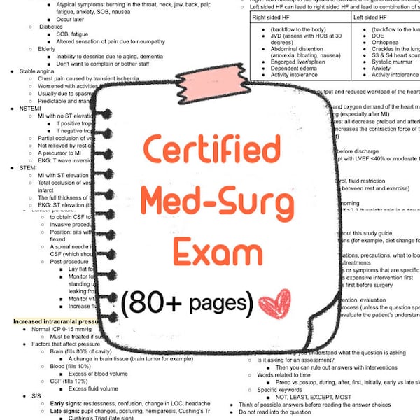 Certified Medical Surgical Registered Nurse Exam comprehensive review study guide, CMSRN, CMS-RN notes, tips