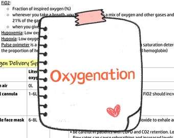 Oxygenation, oxygen delivery system, respiratory nursing note, study guide