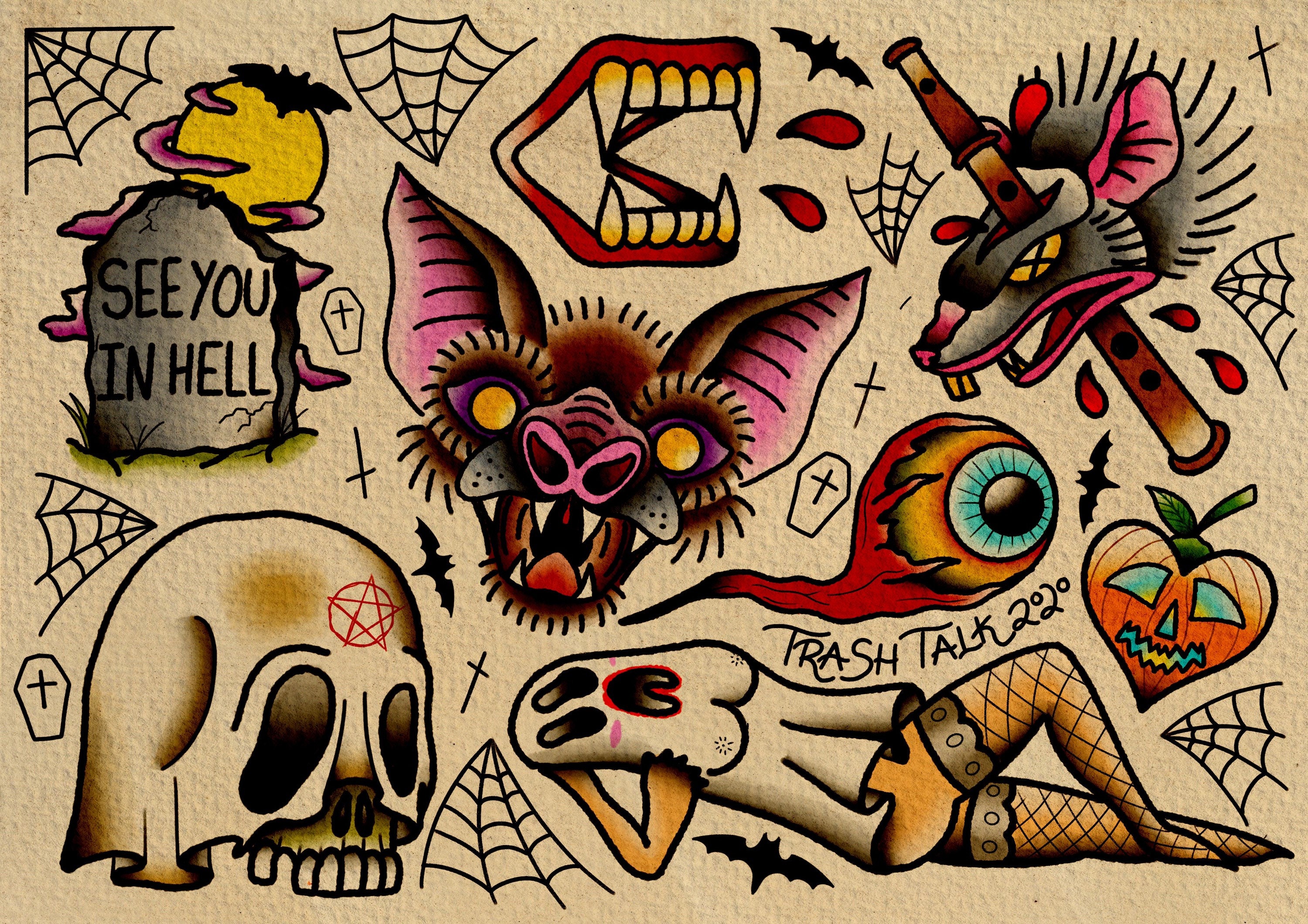 Pumpkins Ghosts and Spiderwebs Spooky Halloween Tattoos  Painful  Pleasures Community