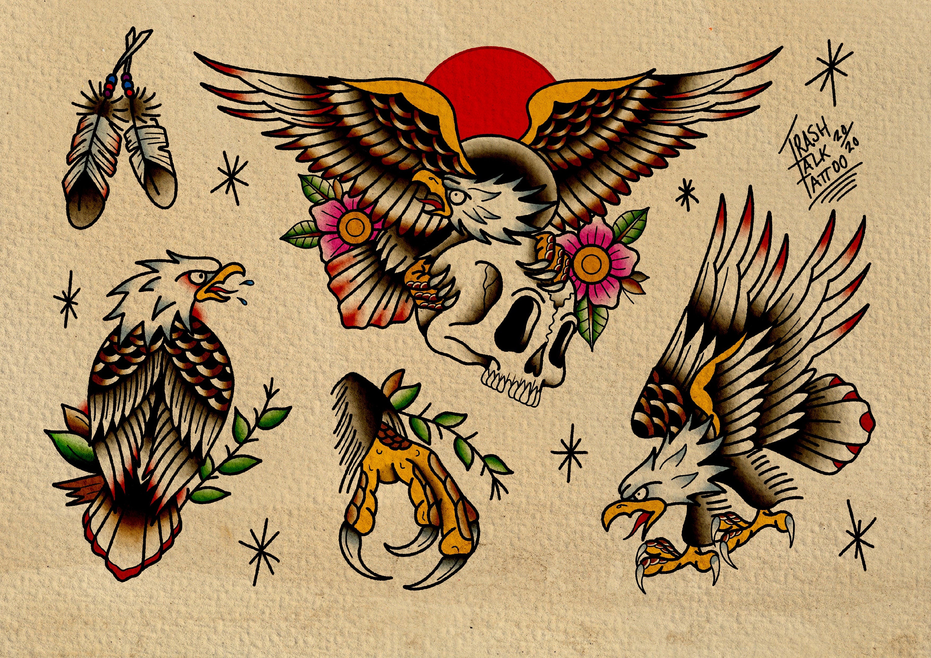 Sticker illustration of an eagle bird traditional tattoo design Stock  Vector | Adobe Stock