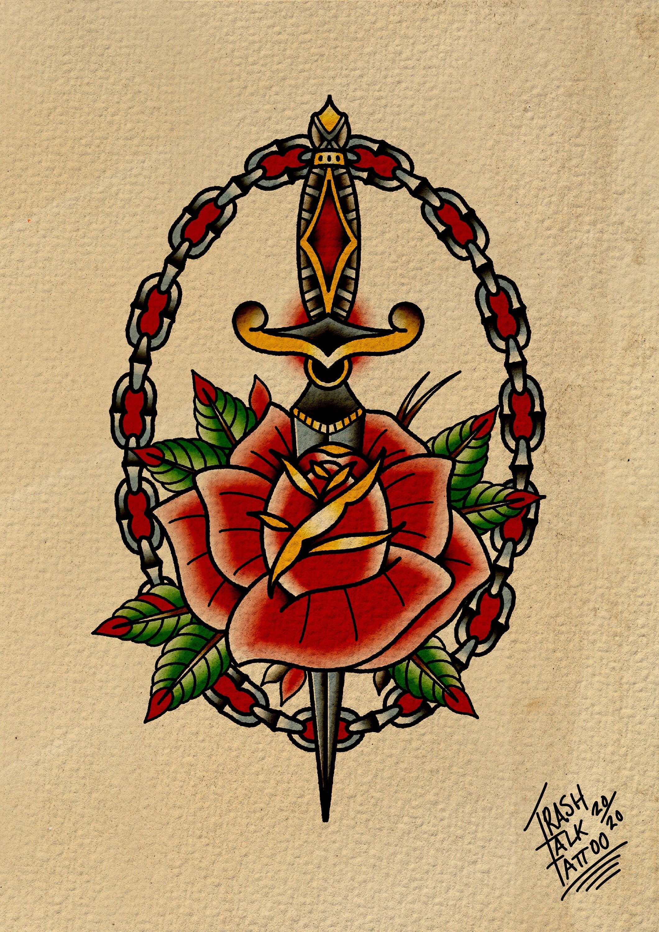 Dagger And Rose Tattoo