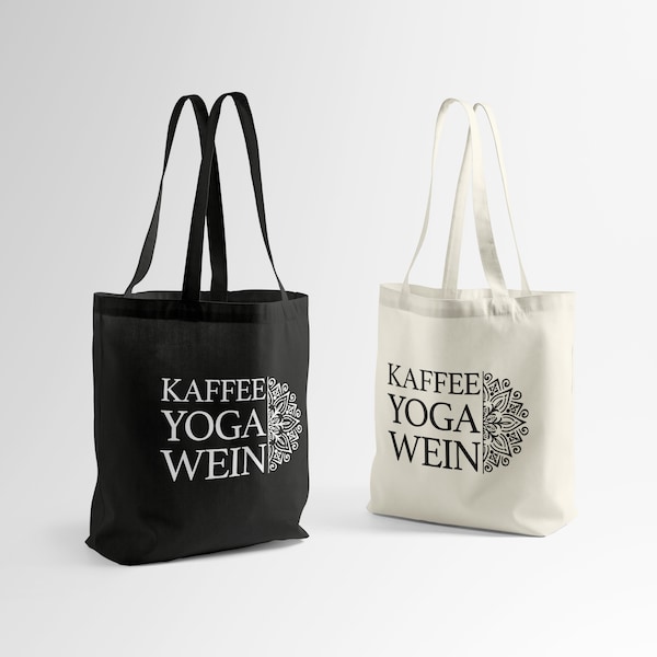 Baumwolltasche Kaffee, Yoga, Wein – Stoffbeutel - Jutebeutel - Tragetasche - Totebag - Einkaufsbeutel - Freizeittasche - Stofftasche