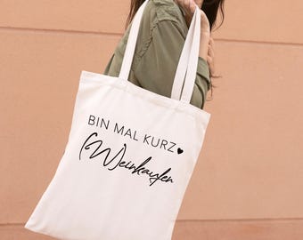 Cotton bag, just popping out for a quick shop – fabric bag – jute bag – carrier bag – tote bag – shopping bag – leisure bag – fabric
