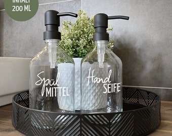 Set hand soap & dishwashing liquid 500 ml - sustainable - soap dispenser glass bottle - dishwashing liquid - dispenser bottle - pump dispenser - refillable (02)