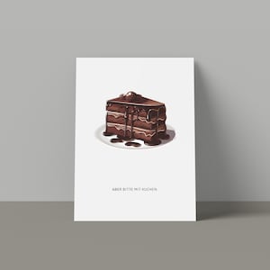 Postkarte Aber bitte mit Kuchen - cake - Torte - Kuchenliebhaber - Kuchenkarte - Grußkarte