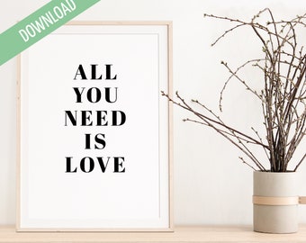 Poster A4 All you need is love – Liebe - Love - Poster Liebe - Geschenk - Hochzeit - Hochzeitsgeschenk - wedding - printable  - download