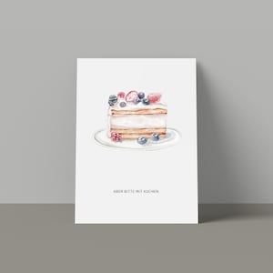 Postkarte Aber bitte mit Kuchen - cake - Torte - Kuchenliebhaber - Kuchenkarte - Grußkarte