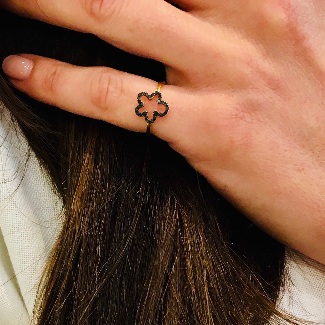 18k solid rose gold ring with tattoo pattern dressed in black | Etsy